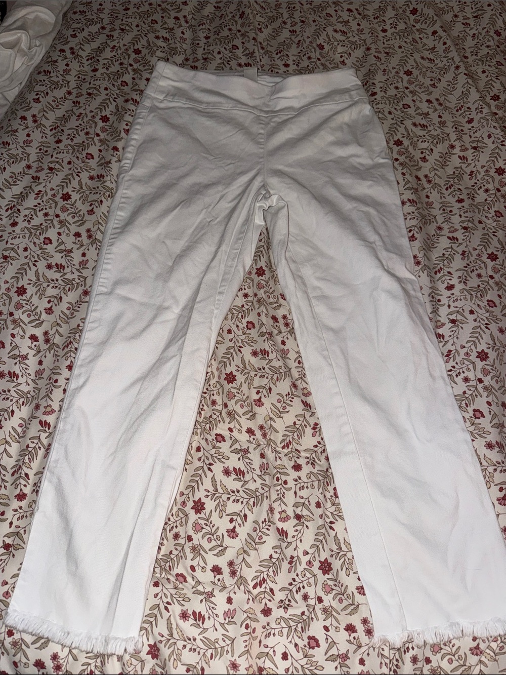 Style & Co. White Wide-Leg Pants with Frayed Hem